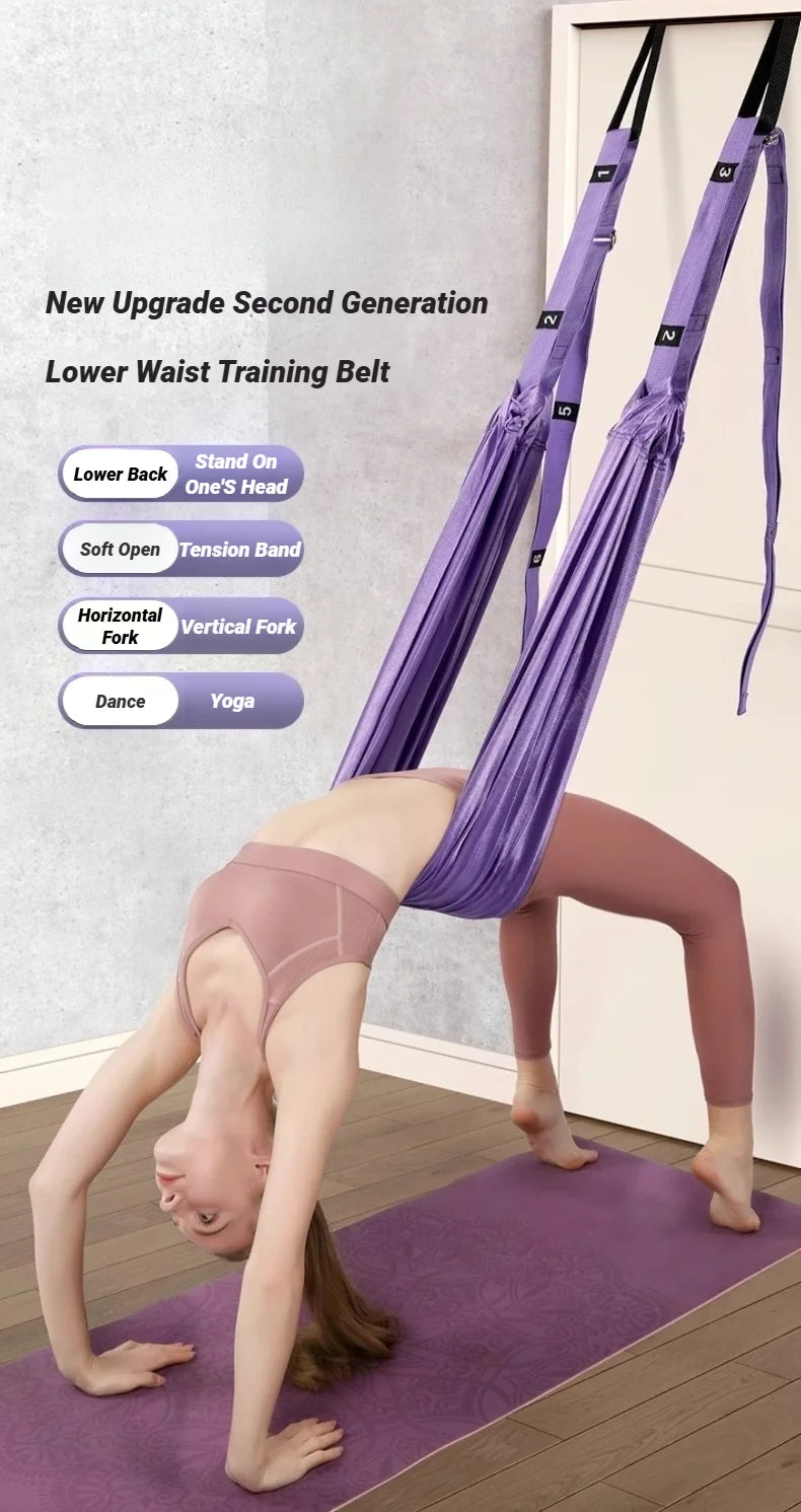 Adjustable Aerial Yoga Strap – Hanging Hammock & Leg Split Trainer for Women