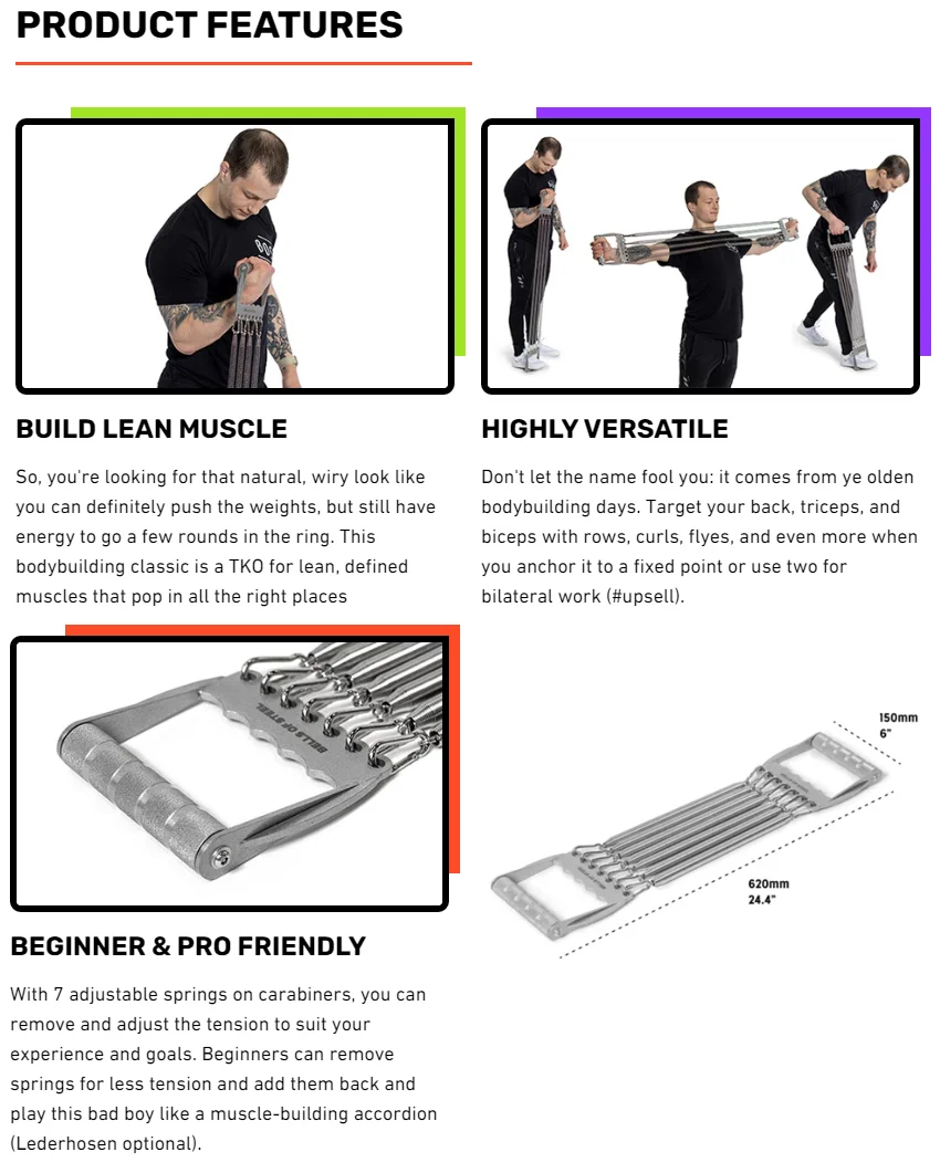 Detachable Chest Expander – 7-Spring Arm & Muscle Strength Trainer for Home/Office