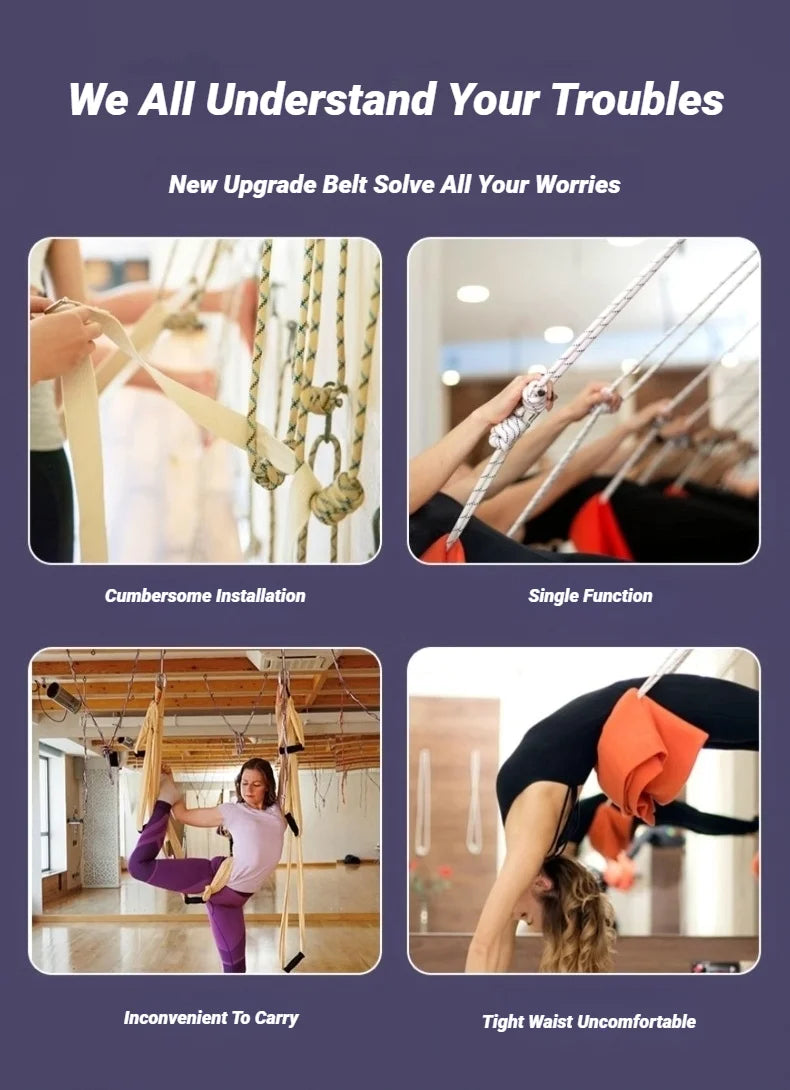 Adjustable Aerial Yoga Strap – Hanging Hammock & Leg Split Trainer for Women