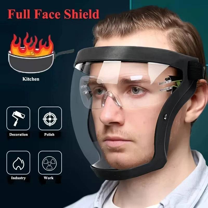 Full-Face Transparent Safety Mask – Reusable & Heat-Resistant