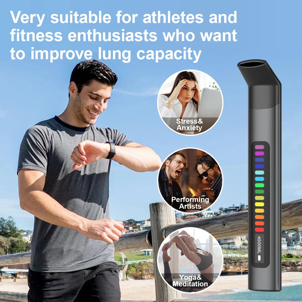 High Quality Digital Breathing Exercise Device Lung Breath Trainer Portable Inspiratory and Expiratory Breath Training Device