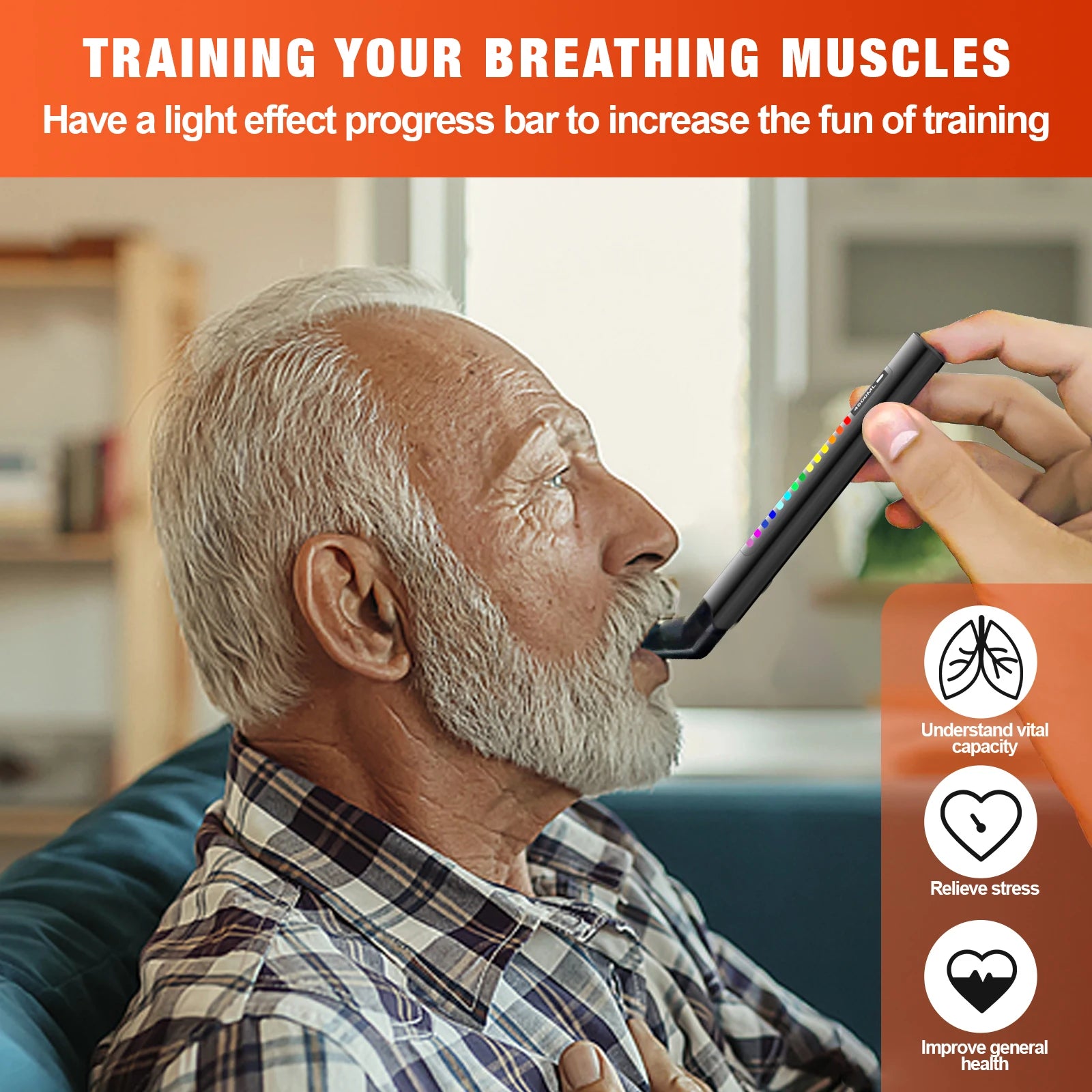 Portable Electronic Breathing Trainer – For Running, Fitness, Yoga & Aerobic Exercise