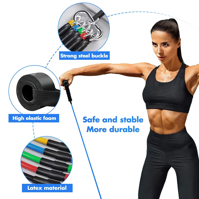 Resistance Bands Set – Elastic Training Bands with Door Anchor, Handles & Ankle Straps