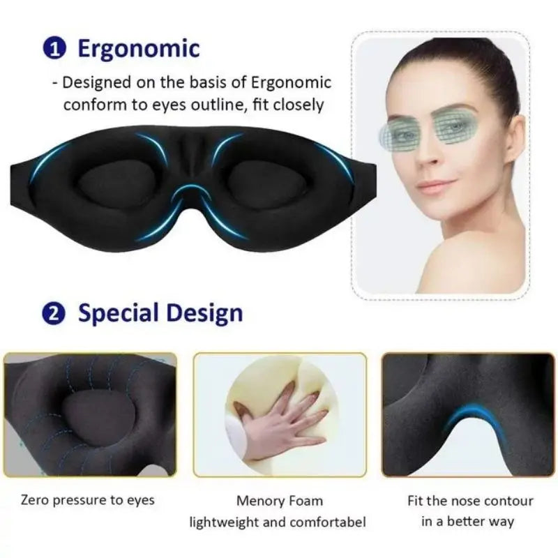 3D Adjustable Eye Mask – Breathable & Light-Blocking