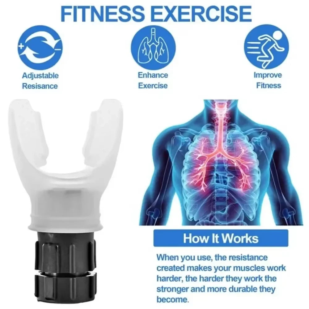 Breathing Exercise For Lungs Portable Breath Fitness Exerciser Device Endurance Workout With Adjustable Resistances.