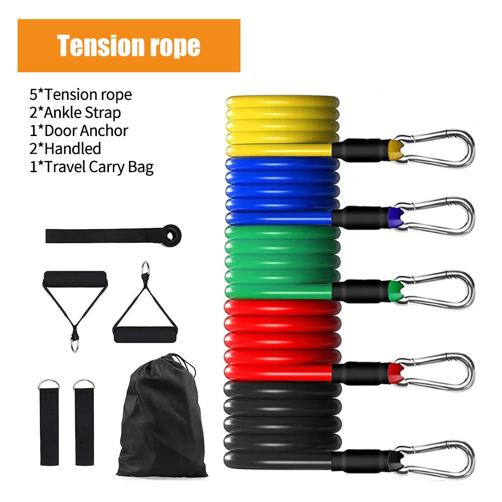 Resistance Bands Set – Elastic Training Bands with Door Anchor, Handles & Ankle Straps