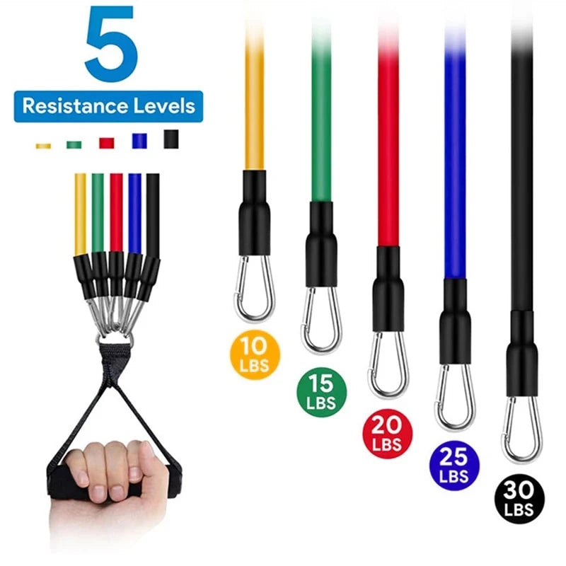 Resistance Bands Set – Elastic Training Bands with Door Anchor, Handles & Ankle Straps