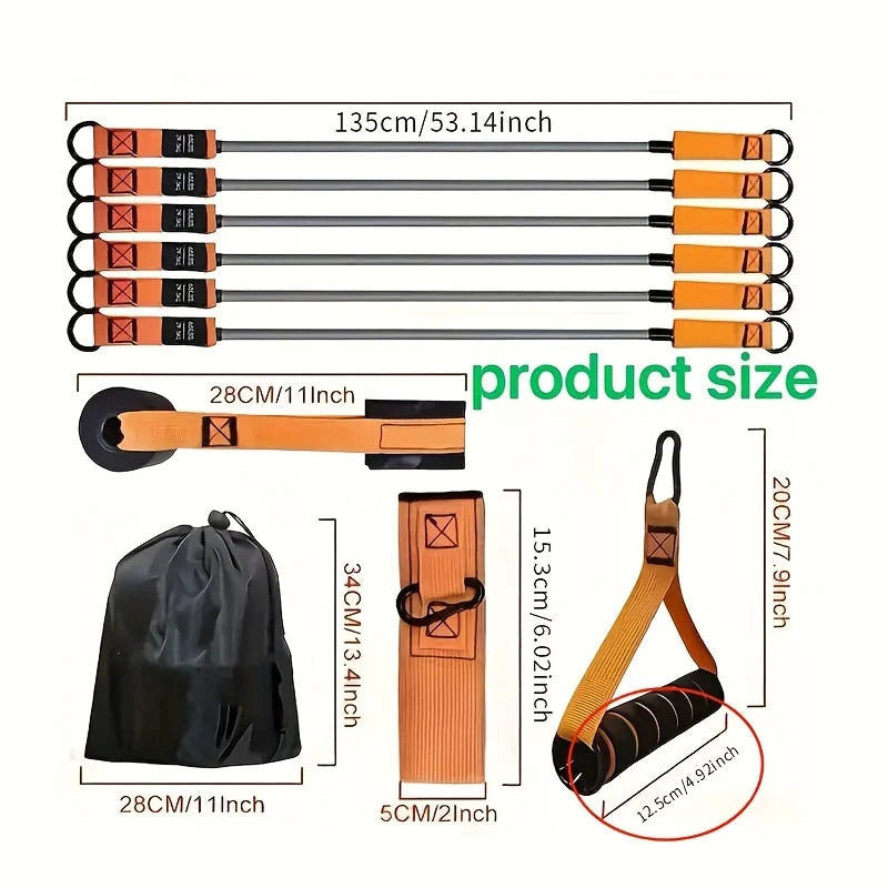 12-Piece Resistance Band Set – High-Strength TPE Latex Elastic Training Ropes