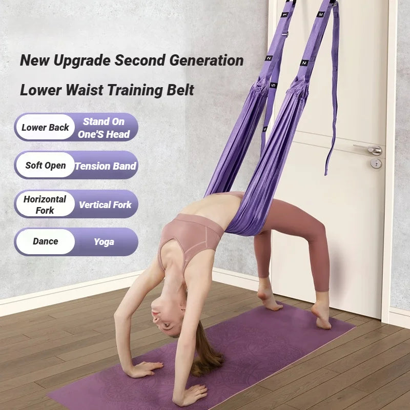 Adjustable Aerial Yoga Strap – Hanging Hammock & Leg Split Trainer for Women