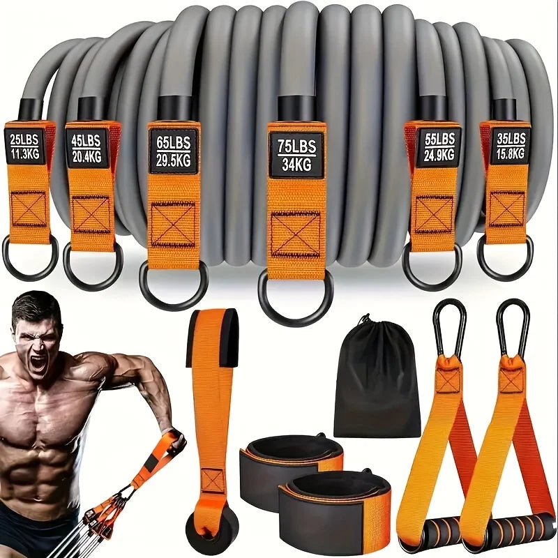 12-Piece Resistance Band Set – High-Strength TPE Latex Elastic Training Ropes