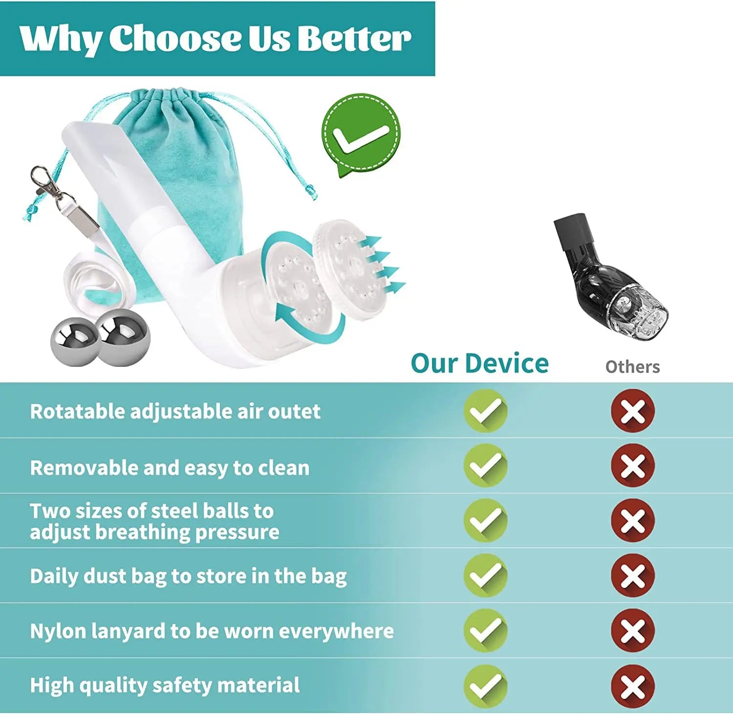 Portable Lung Breathing Trainer – Handheld Exercise Device for Outdoor & Air Practice
