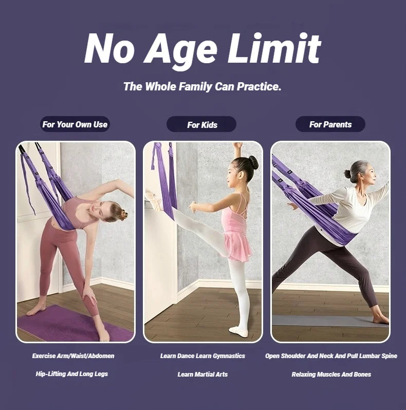 Adjustable Aerial Yoga Strap – Hanging Hammock & Leg Split Trainer for Women