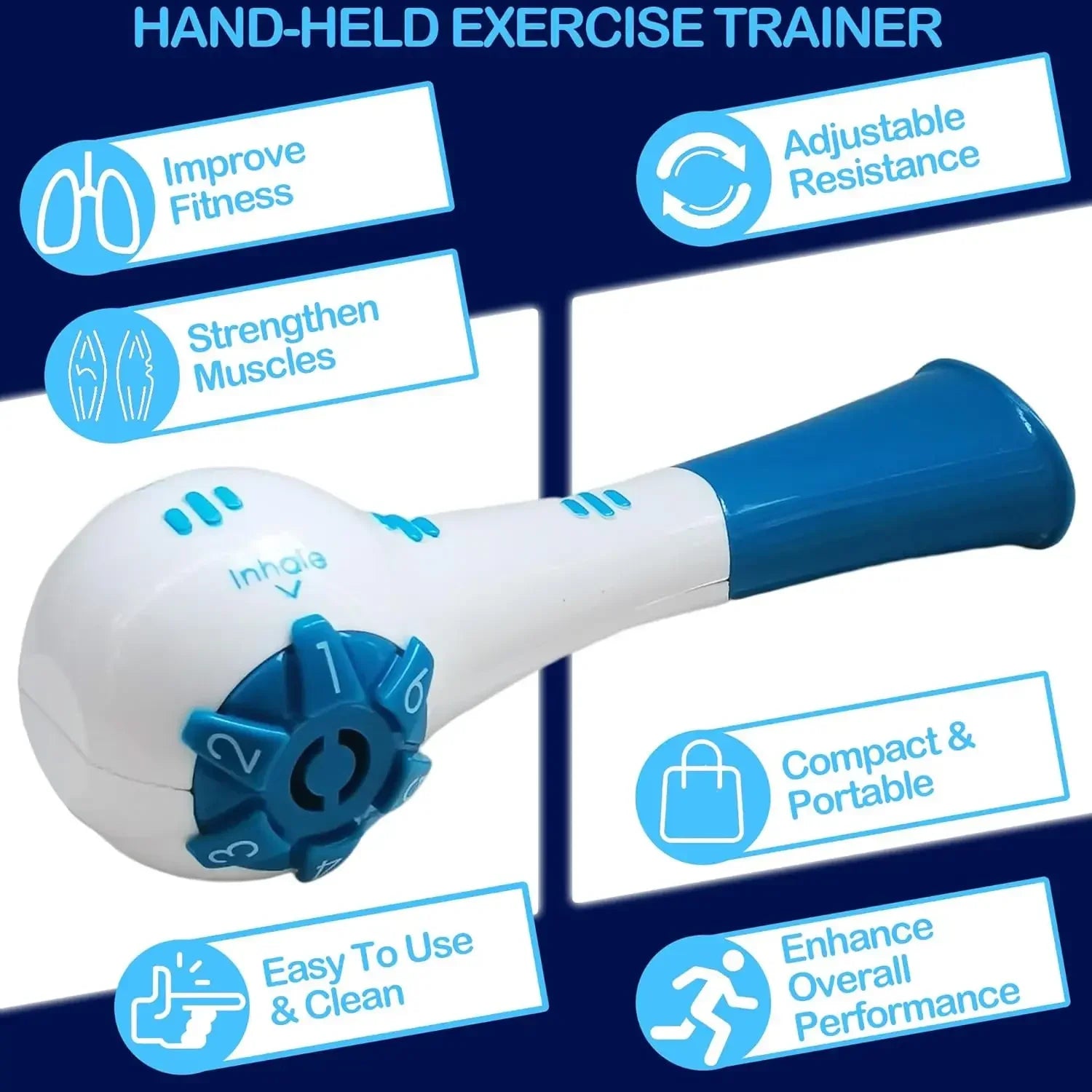 Adjustable Breathing Trainer – Handheld Lung Expansion & Abdominal Exerciser for Running