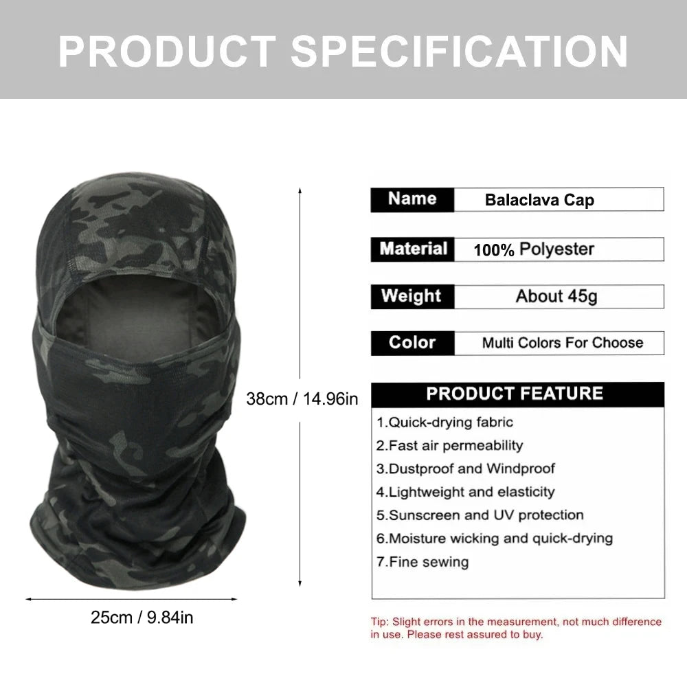 Camouflage Balaclava Hat Cycling Full Face Mask Outdoor Sports Hunting Hiking Ski Motorcycle Helmet Inner Cap