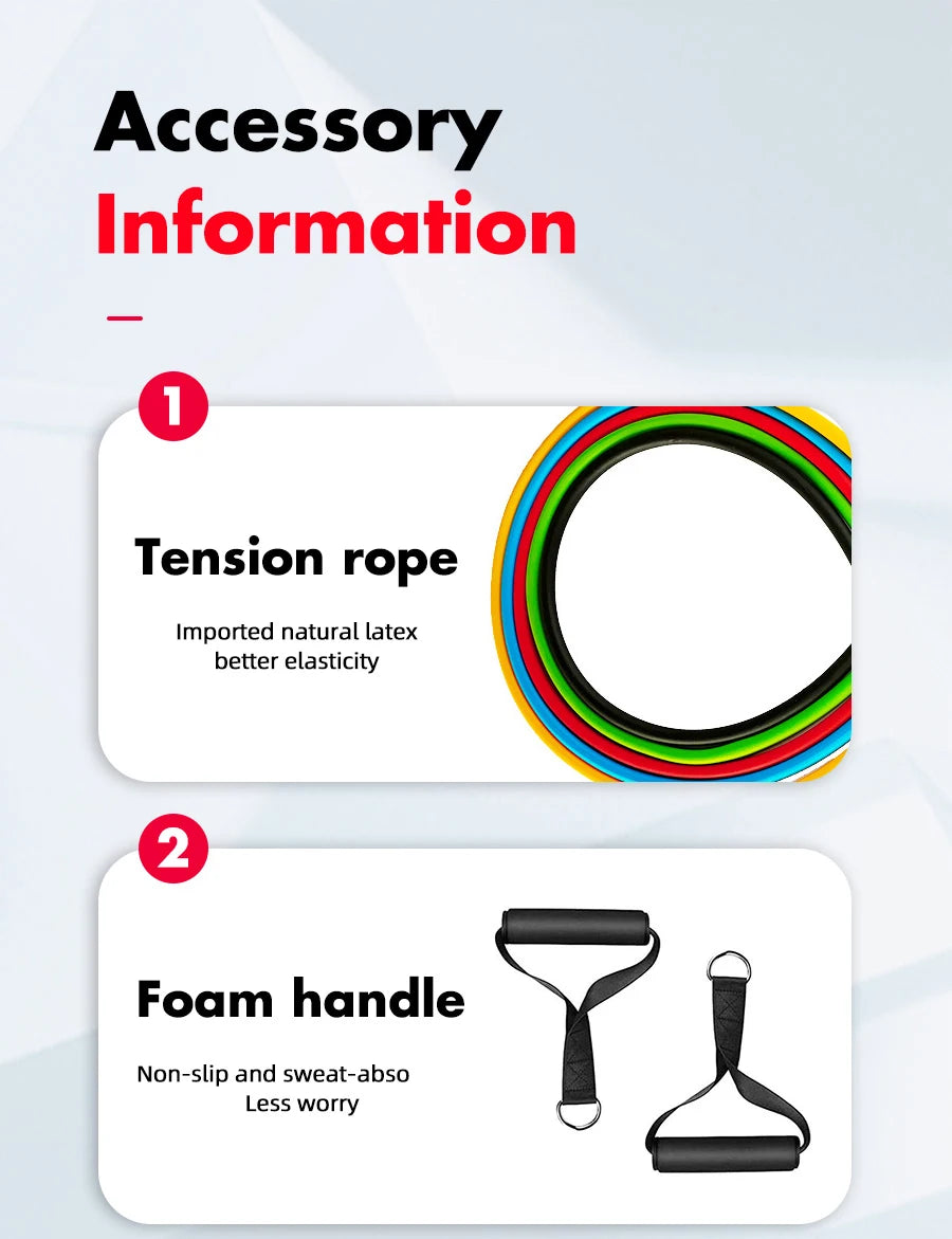 Resistance Bands Set – Elastic Training Bands with Door Anchor, Handles & Ankle Straps