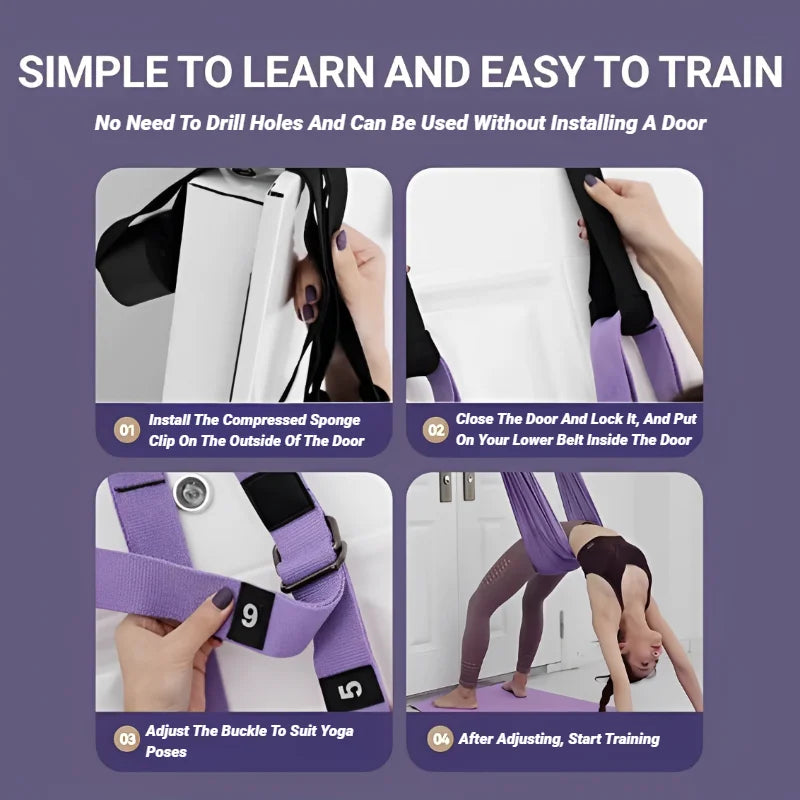 Adjustable Aerial Yoga Strap – Hanging Hammock & Leg Split Trainer for Women