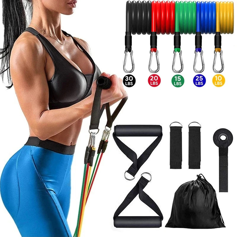 Resistance Bands Set – Elastic Training Bands with Door Anchor, Handles & Ankle Straps