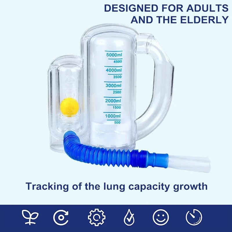 CACI Breathing Exercise Device For Lungs,Deep Breathing Trainer With Flow Rate Indicator,Incentive Spirometer 5000Ml