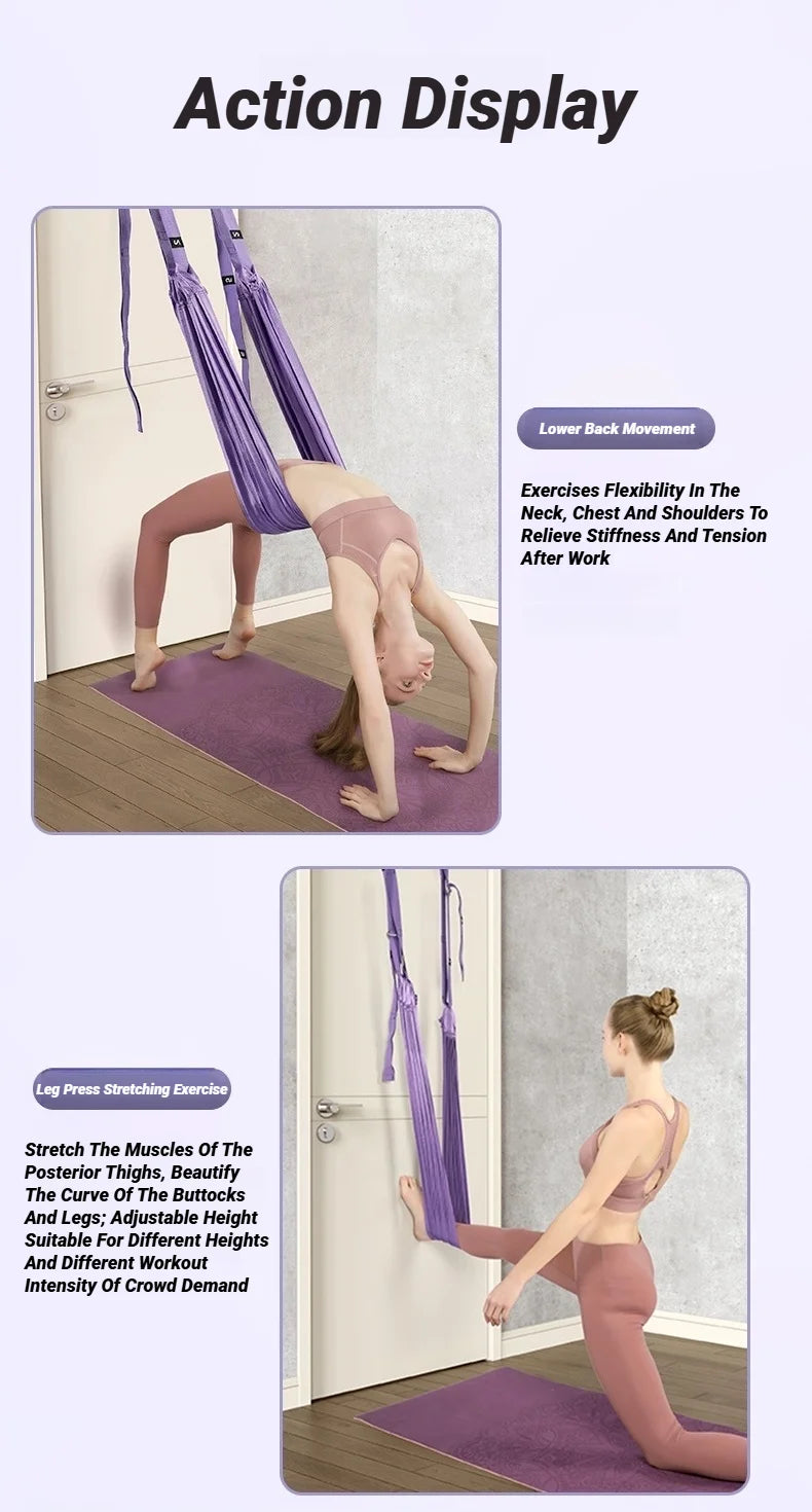 Adjustable Aerial Yoga Strap – Hanging Hammock & Leg Split Trainer for Women